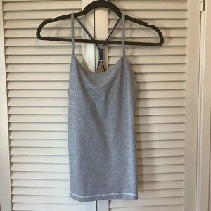 Lululemon women's racerback tank top 8 'Power Y' striped athletic grey